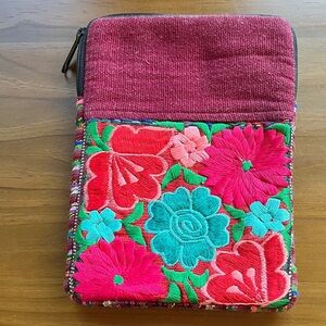 Tech case - Colorful Floral Embroidered Pouch for iPad mini or kindle or similar